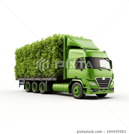 Trucks Covered with Grass and leaves. Truck, eco-friendly environment concept. 104459363