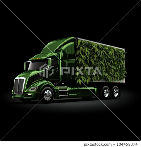 Trucks Covered with Grass and leaves. Truck, eco-friendly environment concept. 104459374