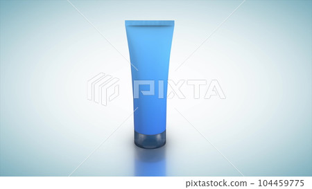 Cream lotion bottle rotate on blue background. Cosmetic cream tube. Skin care product presentation. 3d rendered animation. 104459775