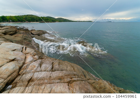 Rocky on sea beach blue sky cloud nature landscape 104459961