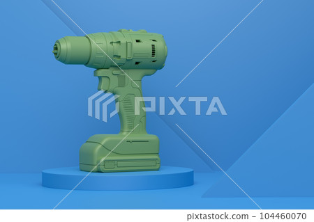 Abstract scene or podium with electric drill on monochrome background Abstract scene or podium with electric drill on monochrome background 104460070