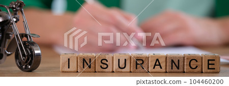 Insurance word collected with wooden cubes in row 104460200