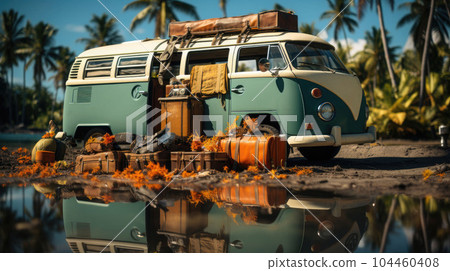 old classic van in the countryside travel concept 104460408