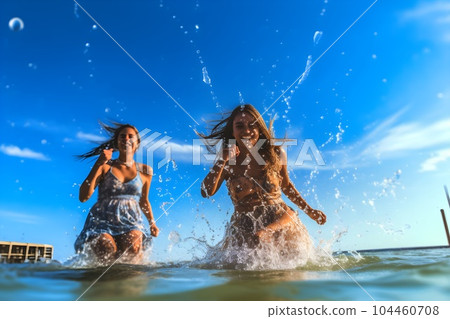 女人在海裡嬉戲 4 AI 生成的圖像 104460708
