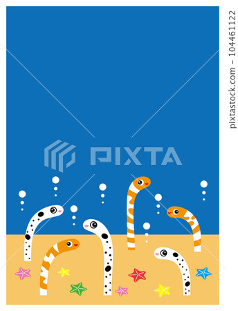 Illustration of cute Chinese eel and Nishiki nago Template design for summer greeting card 104461122