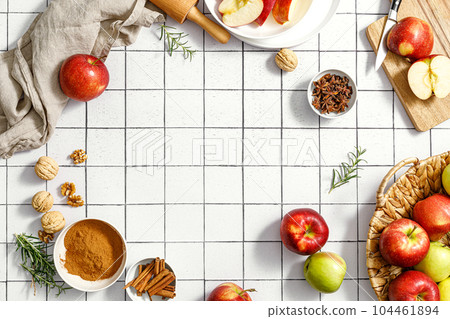 Culinary background, thanksgiving or Christmas cooking, top view 104461894