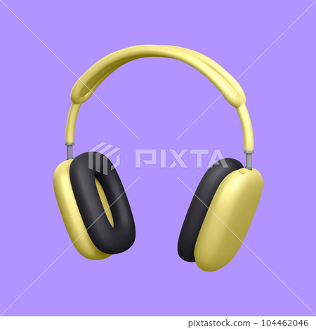 3d realistic gold headphones isolated on light background. Banner for advertising wireless earphones. Vector illustration 3d realistic gold headphones isolated on light background. Banner for advertising wireless earphones. Vector illustration 104462046