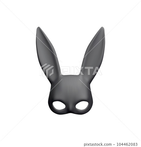 3d realistic rabbit mask isolated on white background. Bdsm outfit for the relaxes, sex, and wellness. Template for sex shop or erotic website. Vector illustration 104462083