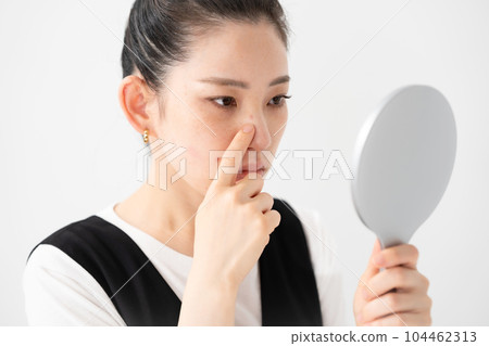 Women suffering from skin trouble Women suffering from skin trouble 104462313