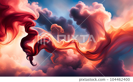 Colorful abstract wave of smoke - Generative AI 104462400