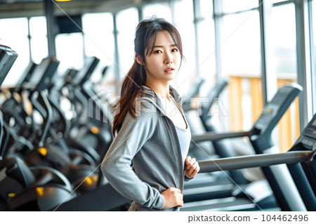 Woman doing fitness at the gym 3 AI-generated image Woman doing fitness at the gym 3 AI-generated image 104462496