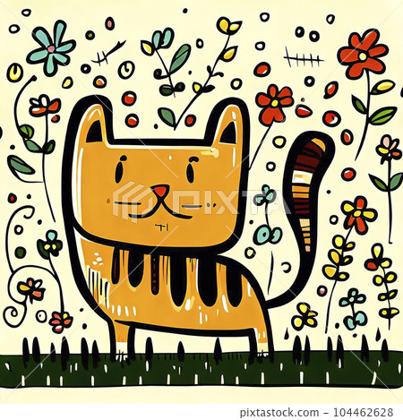 drawing of a funny cat drawing of a funny cat 104462628
