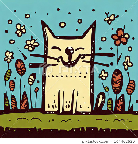 drawing of a funny cat drawing of a funny cat 104462629