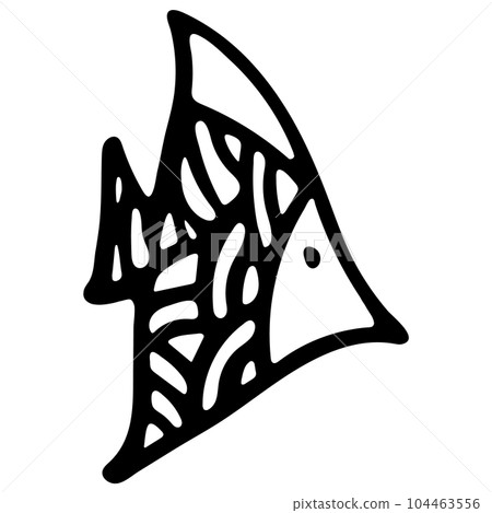 Hand Drawn Black and White Fish Icon Isolated on White Background. Simple Fish Illustration for Kid Coloring Book. Sea Food Illustration Symbol. Farm Element for Coloring Page. 104463556