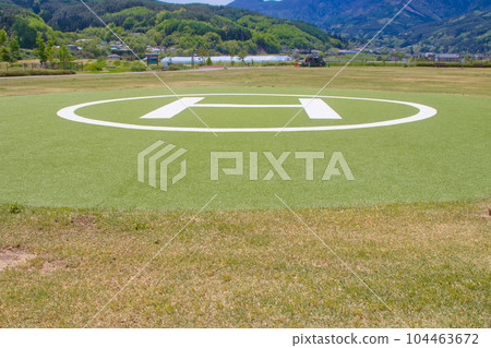 Fresh green heliport Fresh green heliport 104463672