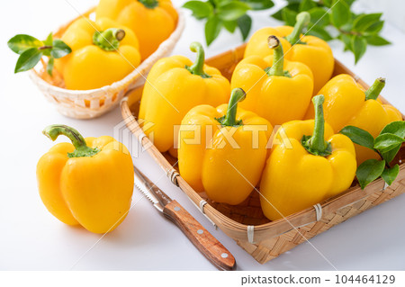 辣椒粉黃色（辣椒粉）白色背景 104464129