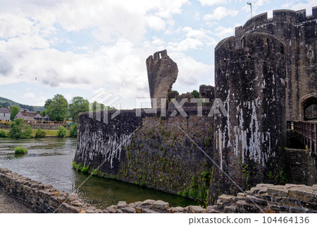 Leaning South East tower at Caerphilly Castle - Caerphilly - Wales Leaning South East tower at Caerphilly Castle - Caerphilly - Wales 104464136