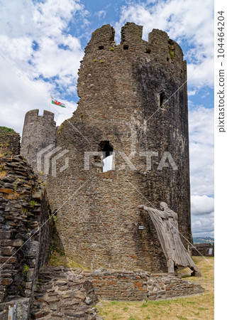 Leaning South East tower at Caerphilly Castle - Caerphilly - Wales Leaning South East tower at Caerphilly Castle - Caerphilly - Wales 104464204