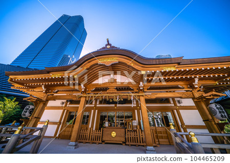 The cityscape of Tokyo in Japan, overlooking Azabudai Hills, Hachiman Shrine, etc. The cityscape of Tokyo in Japan, overlooking Azabudai Hills, Hachiman Shrine, etc. 104465209