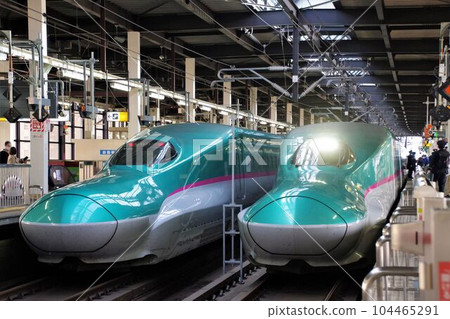 Tohoku Shinkansen Hayabusa Arrive at Morioka Station 104465291