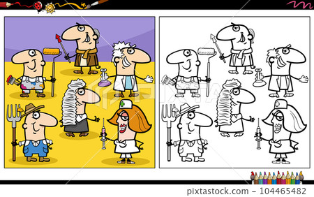 comic people of different occupations group coloring page comic people of different occupations group coloring page 104465482