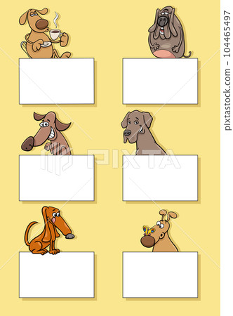cartoon dogs and puppies with cards design set 104465497