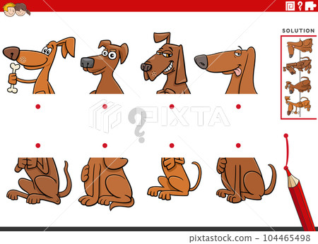 match halves game with cartoon dogs characters pictures match halves game with cartoon dogs characters pictures 104465498