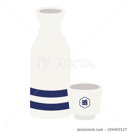 Illustration of sake bottle and Inoguchi Illustration of sake bottle and Inoguchi 104465527