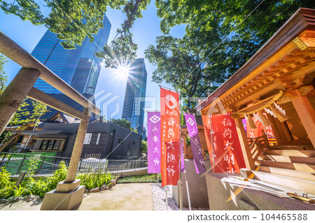 The cityscape of Tokyo in Japan, overlooking Azabudai Hills, Hachiman Shrine, Jinma Shrine, Inari Shrine, etc. The cityscape of Tokyo in Japan, overlooking Azabudai Hills, Hachiman Shrine, Jinma Shrine, Inari Shrine, etc. 104465588