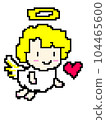 Pixel art style flying cute blonde angel and heart 104465600