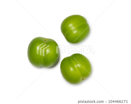 Cherry plum fruits on a white background. Healthy green fruit. Southern fruit isolate. Cherry plum fruits on a white background. Healthy green fruit. Southern fruit isolate. 104466271
