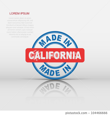 Made in California icon in flat style. Manufactured illustration pictogram. Produce sign business concept. 104466666