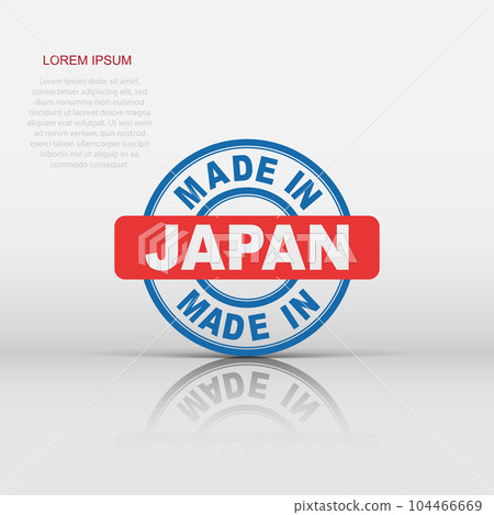 Made in Japan icon in flat style. Manufactured illustration pictogram. Produce sign business concept. 104466669