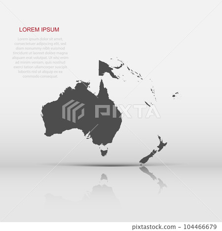 Australia and Oceania map icon in flat style. Location illustration pictogram. Country geography sign business concept. Australia and Oceania map icon in flat style. Location illustration pictogram. Country geography sign business concept. 104466679