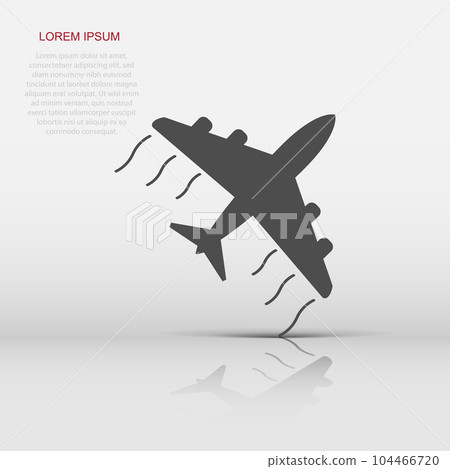 Airplane icon in flat style. Plane illustration pictogram. Aircraft business concept. Airplane icon in flat style. Plane illustration pictogram. Aircraft business concept. 104466720