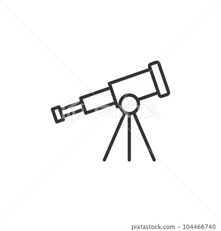 Telescope icon in flat style. Cosmos discover vector illustration on isolated background. Astronomy sign business concept. 104466740