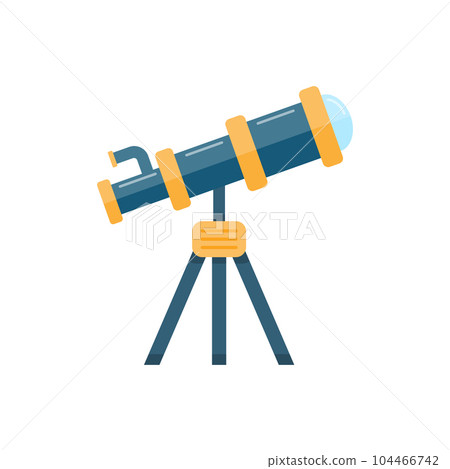 Telescope icon in flat style. Cosmos discover vector illustration on isolated background. Astronomy sign business concept. 104466742