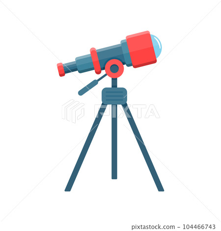 Telescope icon in flat style. Cosmos discover vector illustration on isolated background. Astronomy sign business concept. 104466743