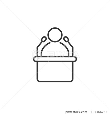 Speaker icon in flat style. Conference podium vector illustration on isolated background. Public speech sign business concept. Speaker icon in flat style. Conference podium vector illustration on isolated background. Public speech sign business concept. 104466755