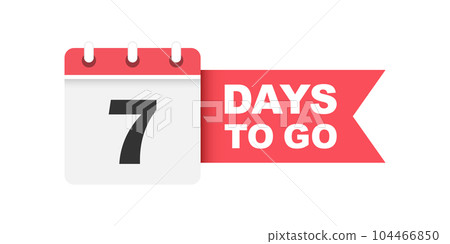 7 days left icon in flat style. Offer countdown date number vector illustration on isolated background. Sale promotion timer sign business concept. 7 days left icon in flat style. Offer countdown date number vector illustration on isolated background. Sale promotion timer sign business concept. 104466850