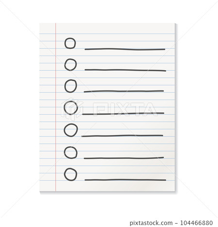 Realistic line paper note icon in flat style. To do list icon with hand drawn text vector illustration on isolated background.  Office stationery notebook sign business concept. 104466880