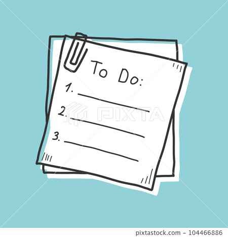 Hand drawn memo paper sheet icon in flat style. Sticky note vector illustration on isolated background.  To do list sign business concept. 104466886