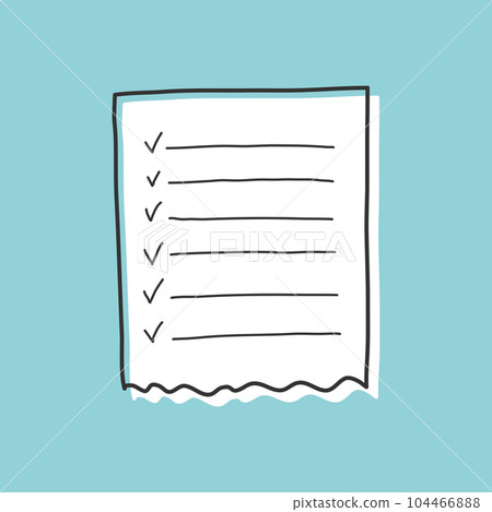 Hand drawn memo paper sheet icon in flat style. Sticky note vector illustration on isolated background.  To do list sign business concept. 104466888