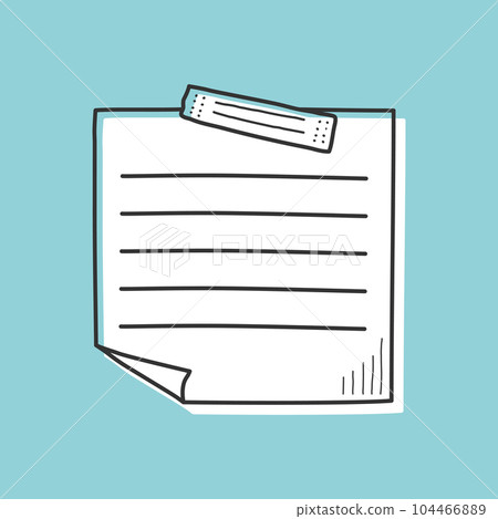 Hand drawn memo paper sheet icon in flat style. Sticky note vector illustration on isolated background.  To do list sign business concept. 104466889