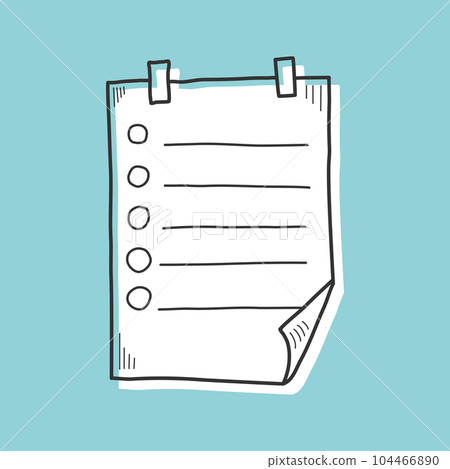 Hand drawn memo paper sheet icon in flat style. Sticky note vector illustration on isolated background.  To do list sign business concept. 104466890