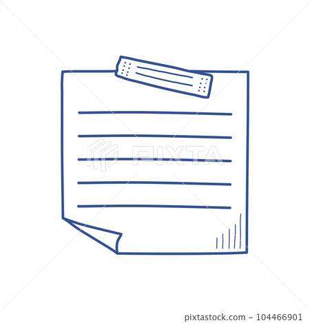 Hand drawn memo paper sheet icon in flat style. Sticky note vector illustration on isolated background.  To do list sign business concept. 104466901
