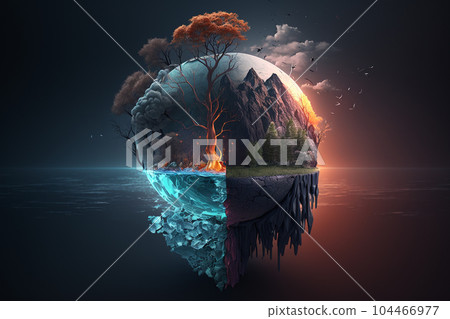 Illustration of the planet Earth. Global warming, climate change 104466977