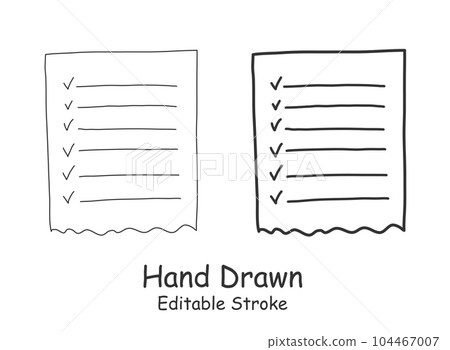 Hand drawn memo paper sheet icon in flat style. Sticky note vector illustration on isolated background.  To do list sign business concept. 104467007