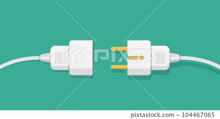 Electric socket with a plug icon in flat style. Connection symbol vector illustration on isolated background. 404 error sign business concept. 104467065