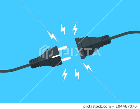 Electric socket with a plug icon in flat style. Connection symbol vector illustration on isolated background. 404 error sign business concept. 104467070